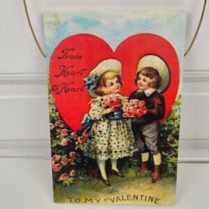 Victorian Valentine wall decor From heart to heart sign boy girl